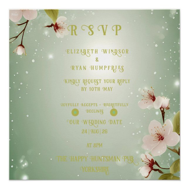 Blossoms of Love" Wedding Invitation Collection Poster (Front)