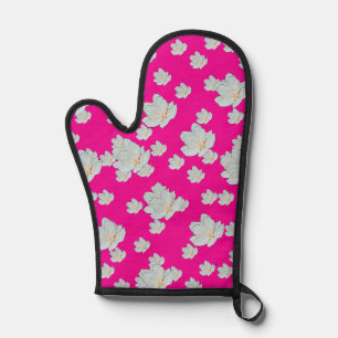 Blossoms On Hot Pink        Oven Mitt
