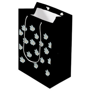 Blossoms On Jet Black Medium Gift Bag