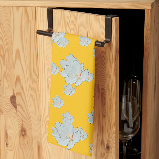 Blossoms On Yellow         Kitchen Towel (Thirds Fold)