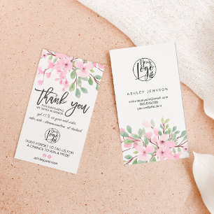 Blossoms pink floral logo order thank you business card