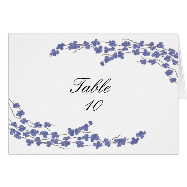 Blossoms Table Seating Card - Blue Blossoms (Front Horizontal)