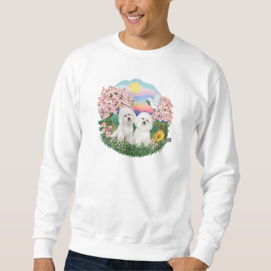 Blossoms - Two Bichon Frise Sweatshirt