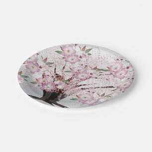Blossoms White Origami Artwork WEDDING BIRTHDAY Paper Plate