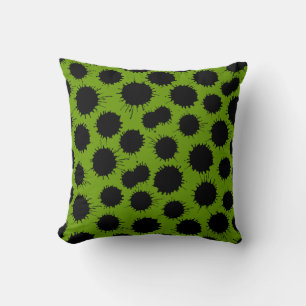 Blot Pattern - Black on Avocado Green Throw Pillow