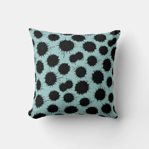 Blot Pattern - Black on Lt Blue Green Throw Pillow