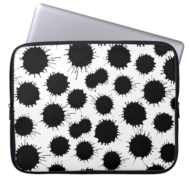 Blot Pattern - Black on White Laptop Sleeve (Front)