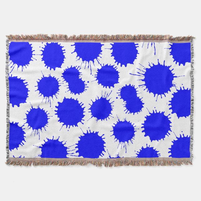 Blot Pattern - Blue on White Throw Blanket (Front)