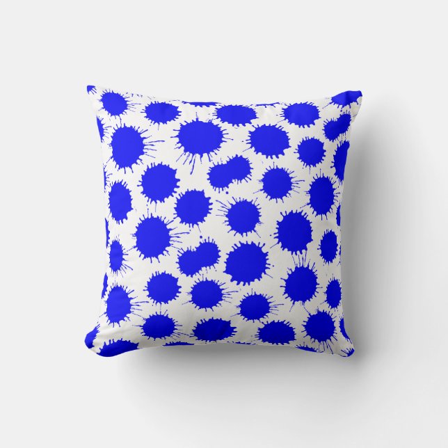 Blot Pattern - Blue on White Throw Pillow (Front)