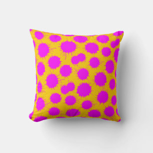 Blot Pattern - Magenta on Amber Throw Pillow