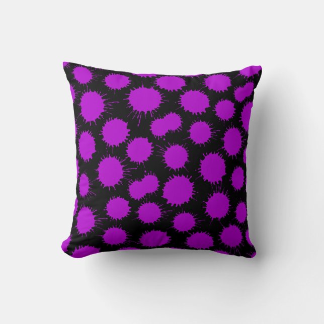 Blot Pattern - Purple on Black Throw Pillow (Front)