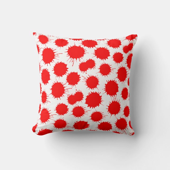 Blot Pattern - Red on White Throw Pillow (Front)