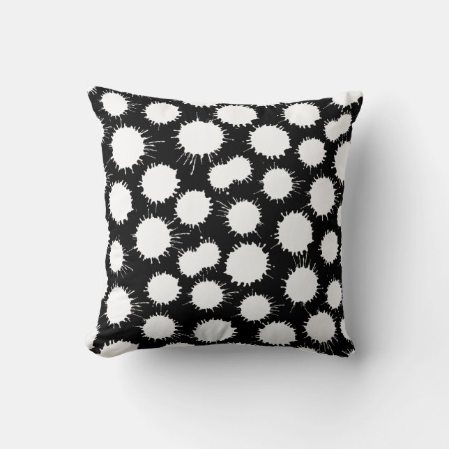 Blot Pattern - White on Black Throw Pillow (Front)