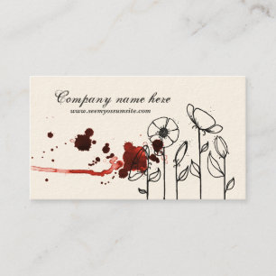 Blotchy flowers, red business card