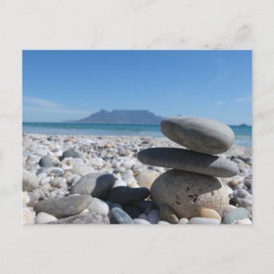 Blouberg Beach Table Mountain Stacked Rocks Holiday Postcard