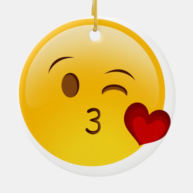 Blow a kiss emoji Double-Sided ceramic christmas Ceramic Ornament (Back)