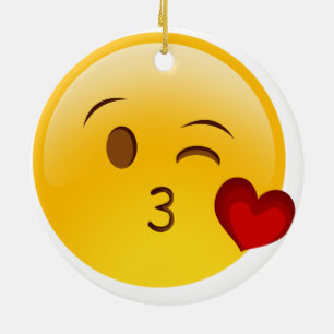 Blow a kiss emoji Double-Sided ceramic christmas Ornament