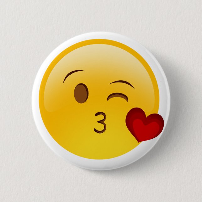Blow a kiss emoji sticker 2 inch round button (Front)