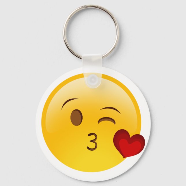 Blow a kiss emoji sticker keychain (Front)