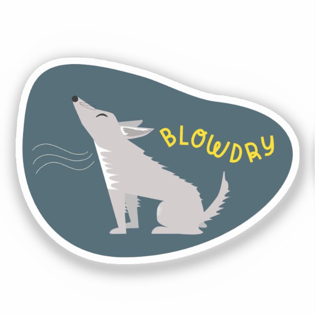 "Blow Dry" dog care reminder navy and aqua (Front)