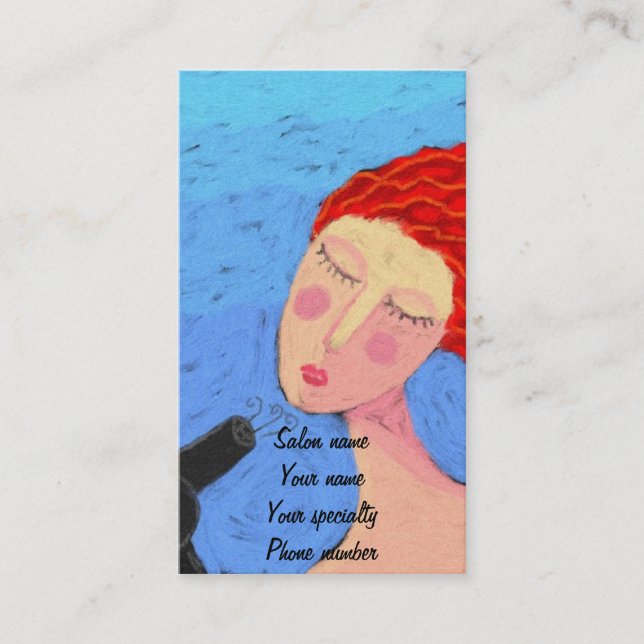 Blow Dry Hair Stylist Business Card (Front)