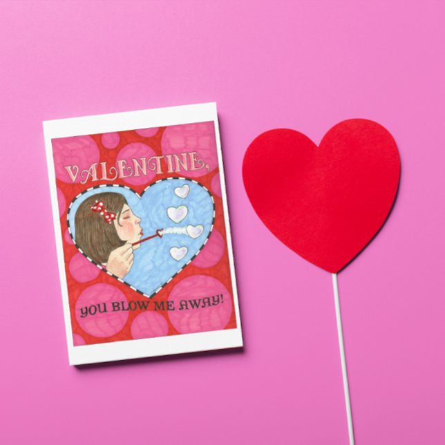 Blow Me Away Bubbles Valentine Post Card (Creator Uploaded)