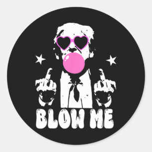 Blow Me Funny Trump Pink Bubble Gum Donald Trump 2 Classic Round Sticker