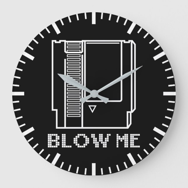 Blow Me - Video Game Cartridge - Funny Gaming Large Clock (Front)