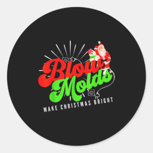 Blow Molds Make Christmas Bright Groovy  Classic Round Sticker