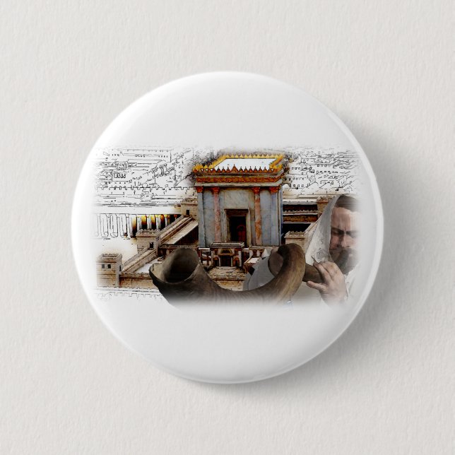 Blow the Shofar in Zion 2 Inch Round Button (Front)
