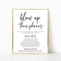 Blow Up Their Phones Wedding Photo Activity Sign