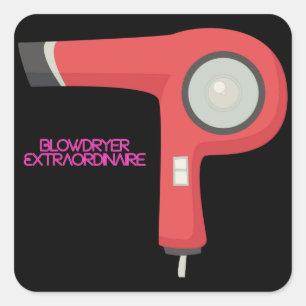 Blowdryer Hair Stylist Art Cool Square Sticker