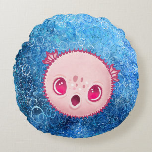 Blowfish round pillow