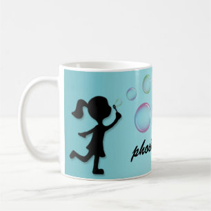Blowing Bubbles - Aqua Blue Personalized Mug