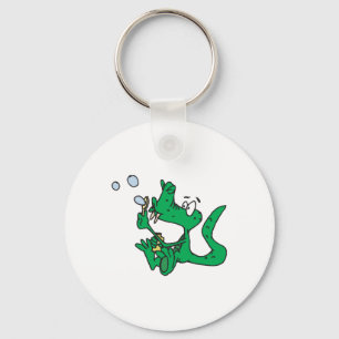 blowing bubbles crocodile keychain
