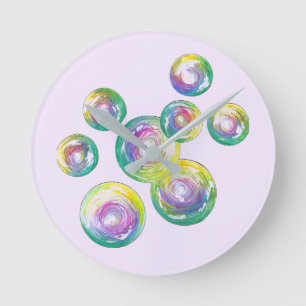 Blowing Bubbles Iridescent Rainbow Bubble Wand Round Clock