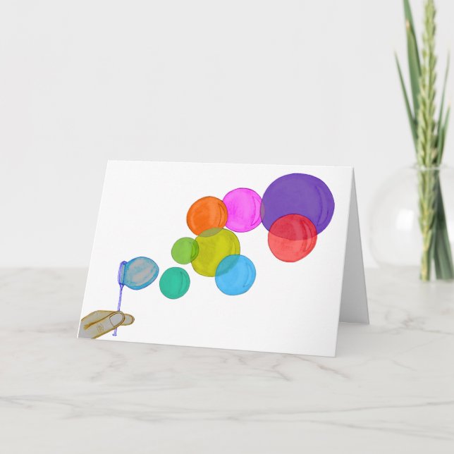 Blowing Bubbles (Rainbow) Card (Front)