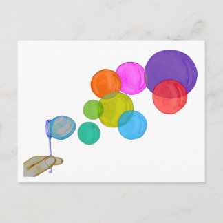 Blowing Bubbles (Rainbow) Postcard