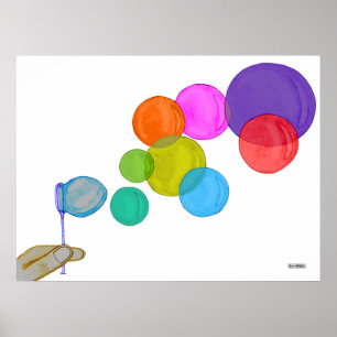 Blowing Bubbles (Rainbow) Poster