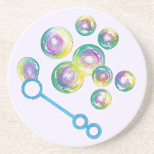 Blowing Rainbow Soap Bubbles Bubble Wand Coaster