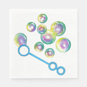 Blowing Rainbow Soap Bubbles Bubble Wand Napkin