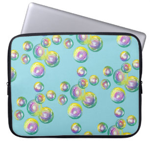Blowing Rainbow Soap Bubbles Bubble Wand Purple Laptop Sleeve