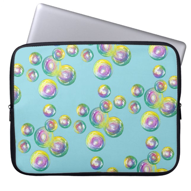 Blowing Rainbow Soap Bubbles Bubble Wand Purple Laptop Sleeve (Front)