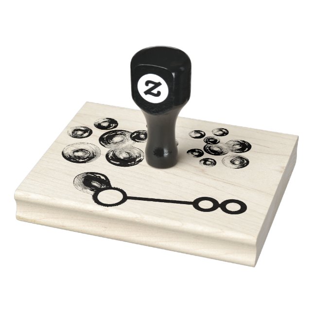 Blowing Rainbow Soap Bubbles Bubble Wand Rubber Stamp (Stamp)