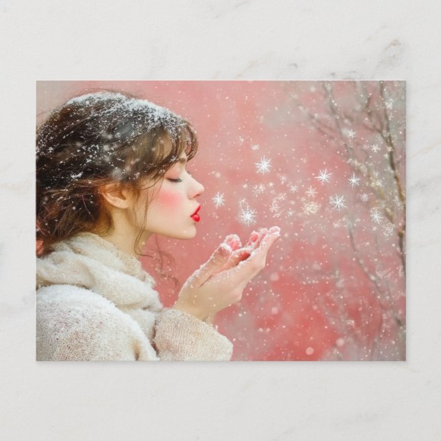 Blowing Snowflakes Postcard (Front)