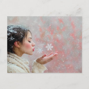 Blowing Snowflakes Postcard
