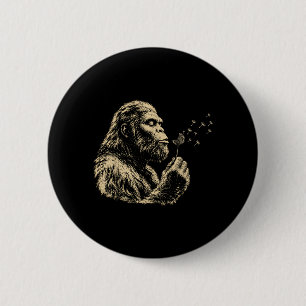 Blowing Wishes Funny Bigfoot Blowing Dandelion 2 Inch Round Button