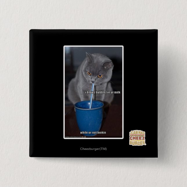 Blows Bubbles in ur milk 2 Inch Square Button (Front)