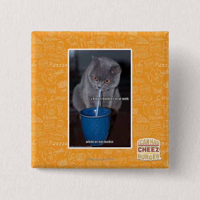 Blows Bubbles in ur milk 2 Inch Square Button (Front)