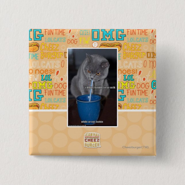 Blows Bubbles in ur milk 2 Inch Square Button (Front)